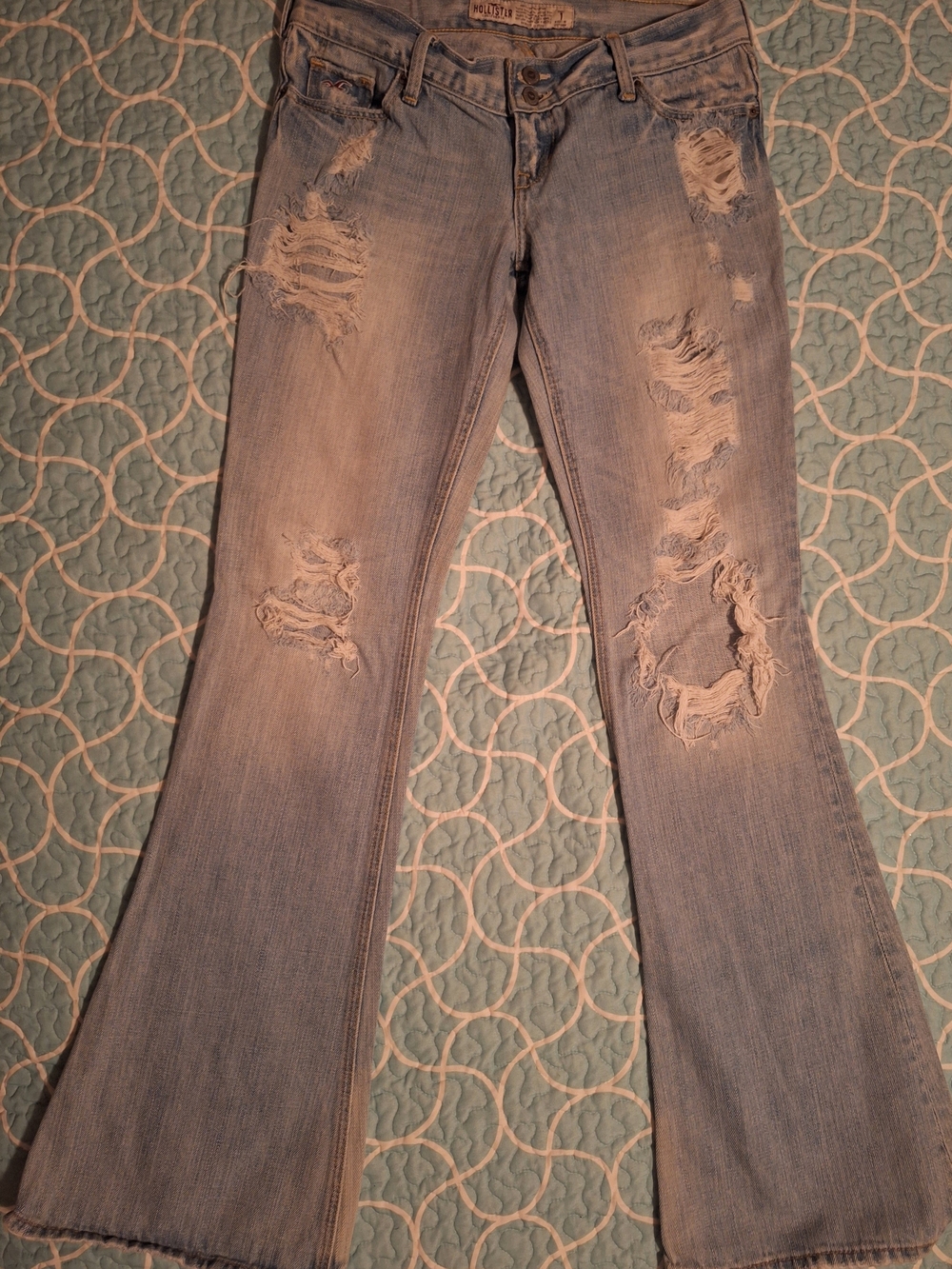 Hollister Light Blue Distressed Flare Jeans